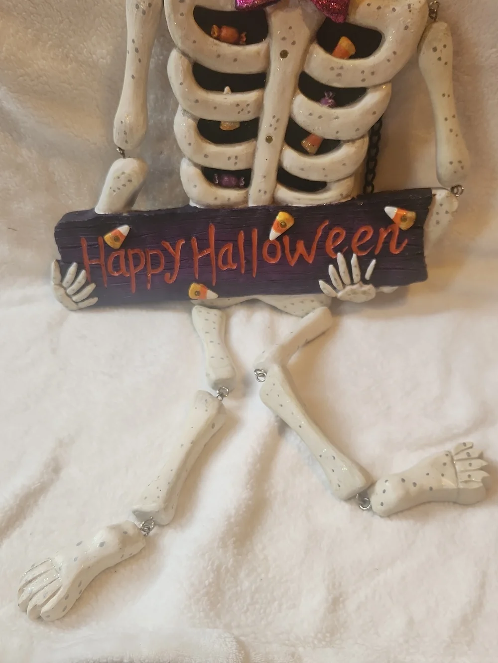 Halloween Unique, Ceramic Glow in The Dark, Skeleton Lightup Hanging Wall Decore